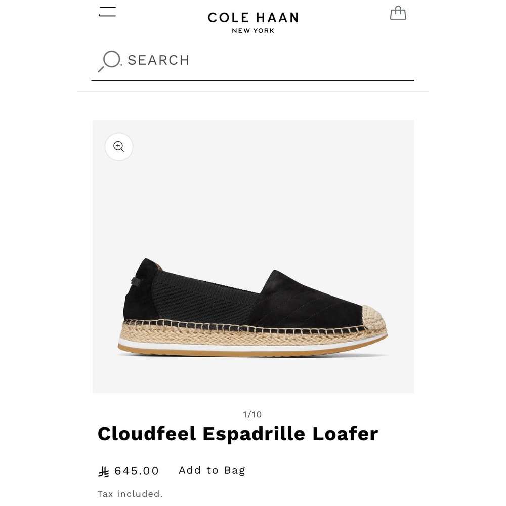 Cole Haan Black Cloudfeel Espadrille Loafer Suede Shoe Women Size 10B EUC In Box - Picture 11 of 11